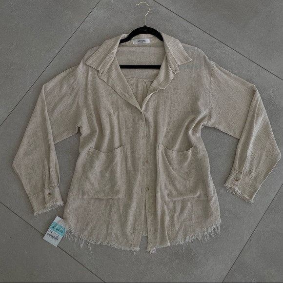 STORETS MALEAH RAW HEM LINEN SHIRT - Picture 4 of 11